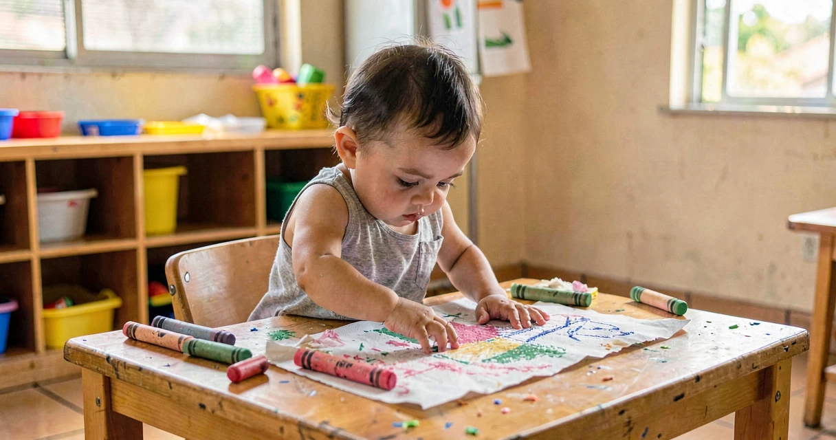 plano de aula riscando e escolhendo o papel: bebê da creche fazendo primeiras marcas gráficas