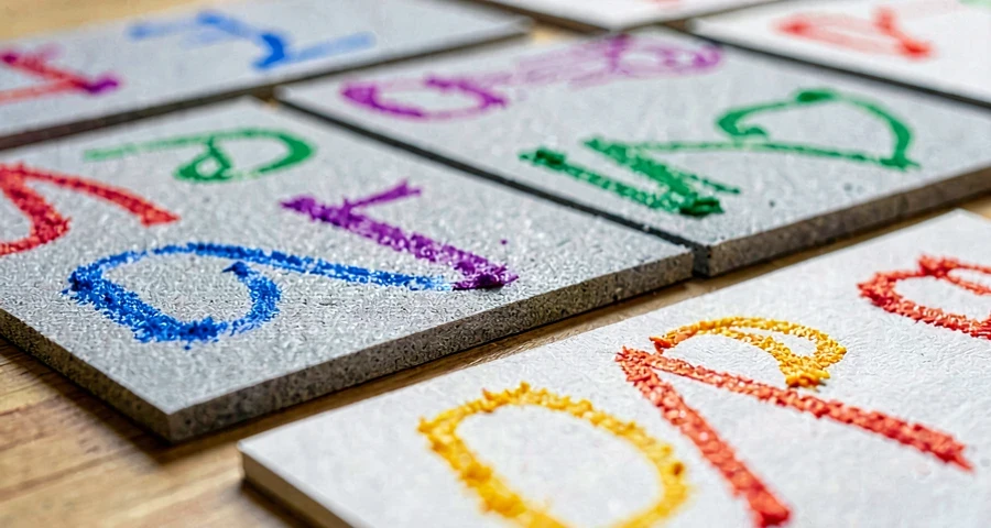 papel de lixa com traços de giz de cera usado em atividade artística na creche