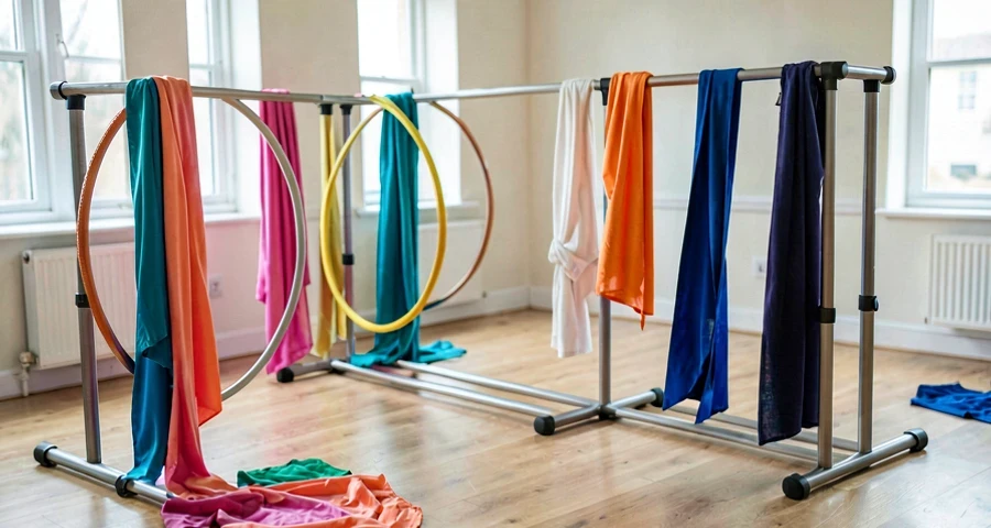 estações de dança organizadas com materiais variados na creche