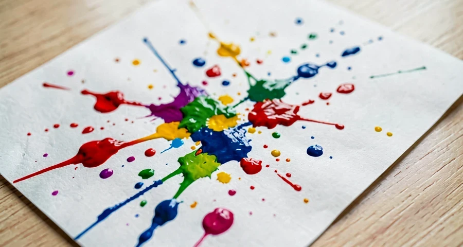 padrão de respingos coloridos em papel usado em atividade artística na creche
