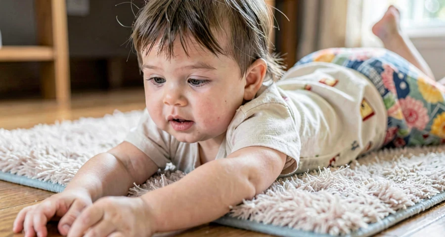 criança da creche esticando o corpo durante atividade motora na creche