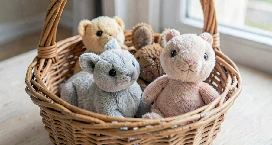 cesto com objetos de tamanhos diferentes usado em atividade sensorial na creche