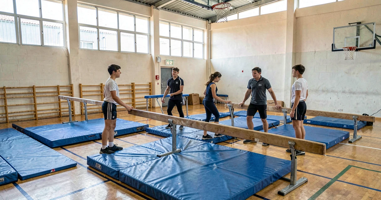 plano de aula ginástica geral: alunos do 9º ano em circuito de equilíbrio e saltos