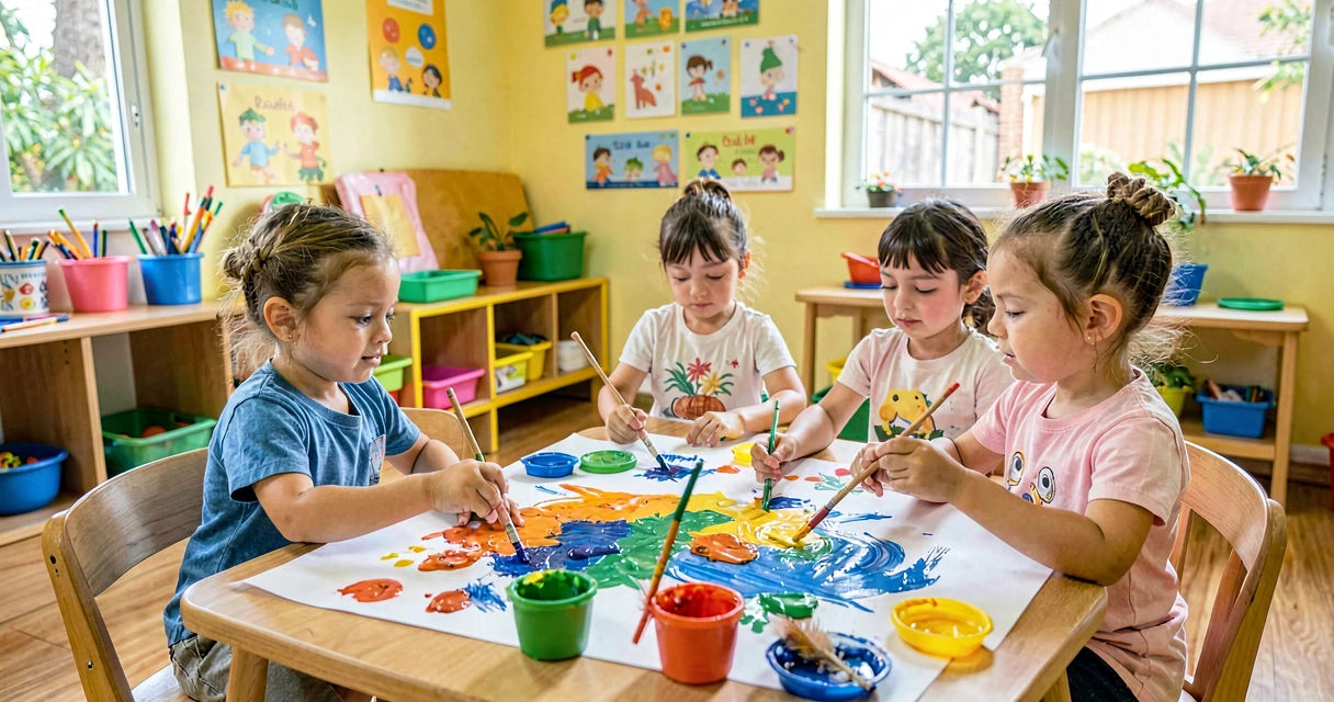 plano de aula pintando com gravetos: crianças da creche pintando com elementos naturais