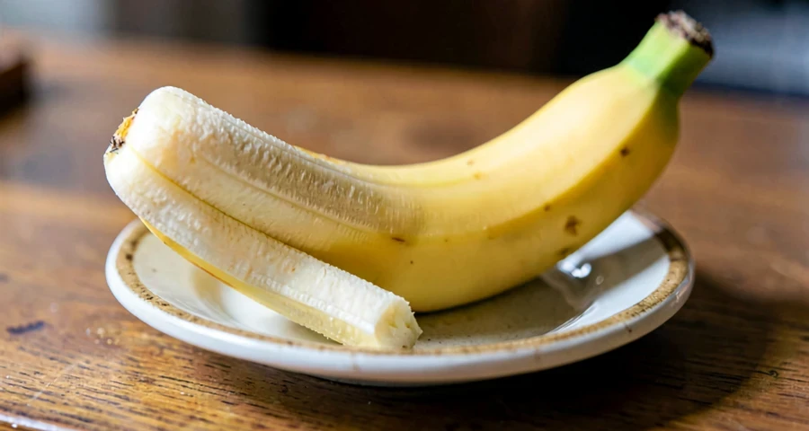 banana recém-cortada usada em atividade investigativa na creche
