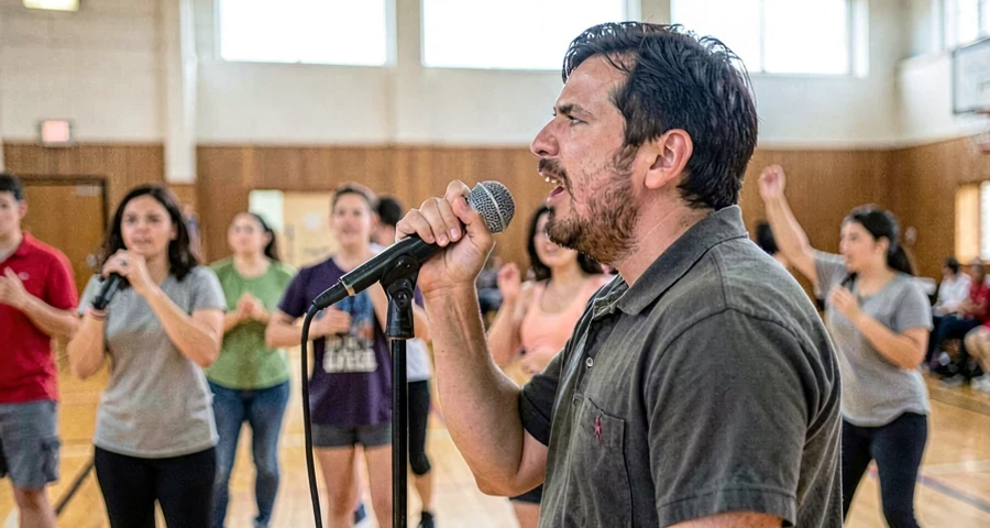 caixa de som tocando música durante aula de dança afro-brasileira e indígena